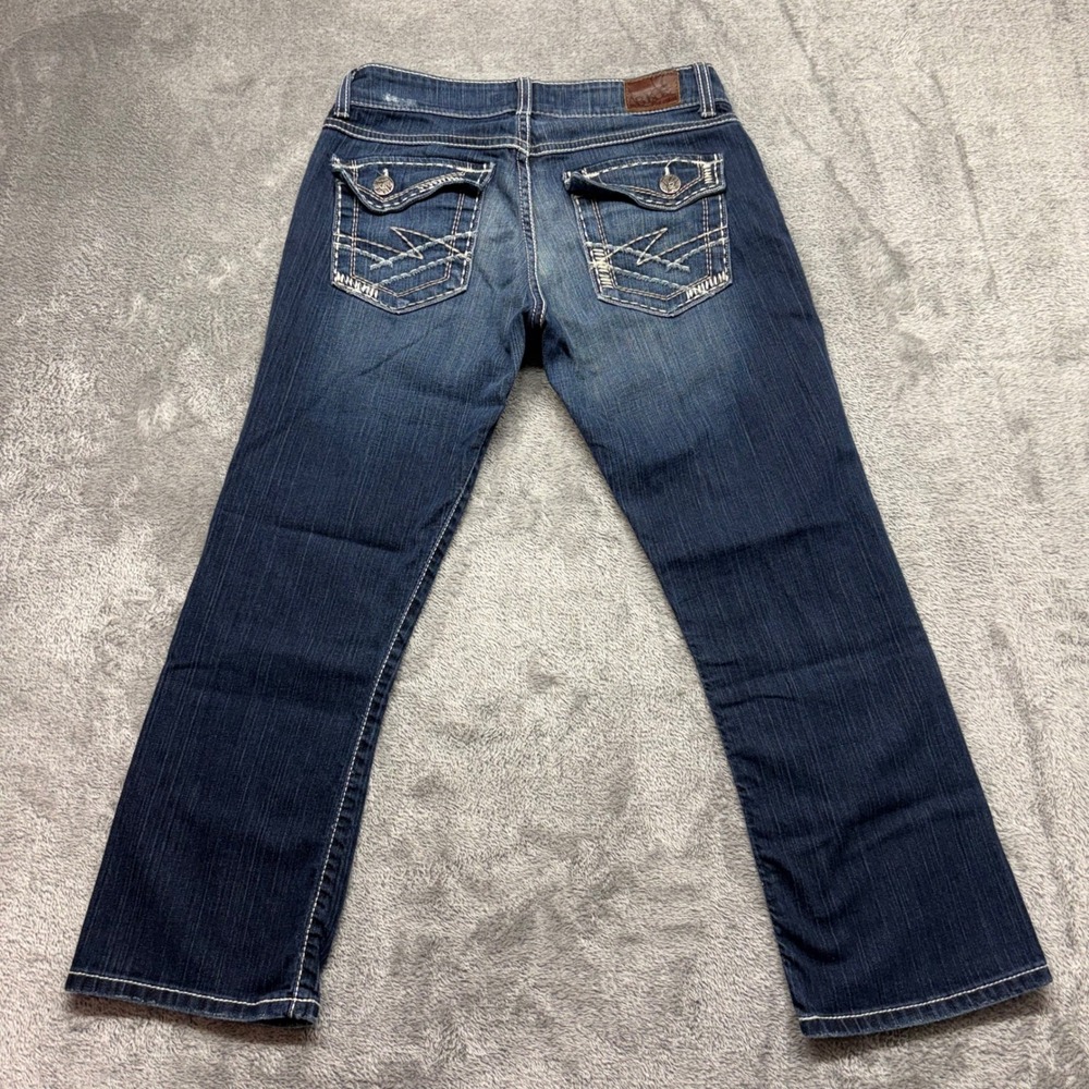 BKE Culture Bootcut Jeans Women 29 Blue Good Stretch Thick Stitch Zip Fly - Picture 14 of 16